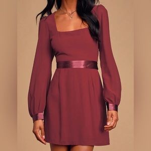 Burgundy long sleeve mini dress